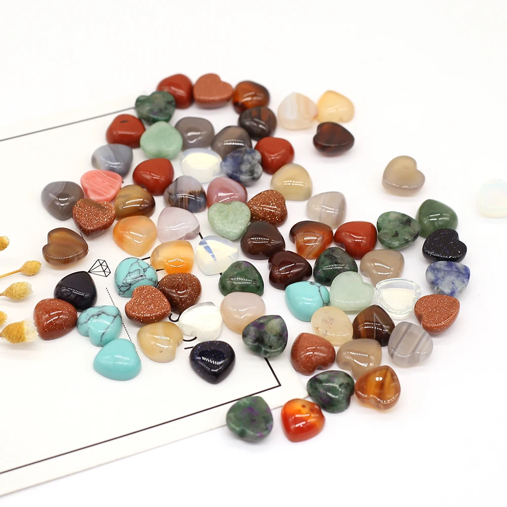 

Natural Stone Rose quartz Cabochon Flat Back Heart Shape No Hole Loose Beads For jewelry making DIY Ring Necklace accessories