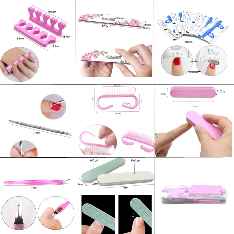 1 Set Nail Files Kit UV Gel Polish Cleaner Art Care Tools Buffer Nails Soak Off Napkins Manicure Tool With VIP Box | Красота и