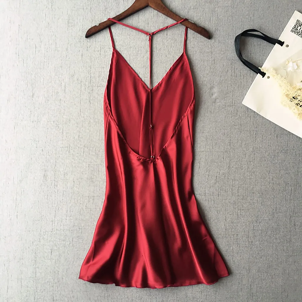 Ladies Sexy Silk Satin Night Dress Sleeveless Nighties Nightgown Summer Nightdress Lace Gown Sleepwear For Women#p3#2 | Женская одежда