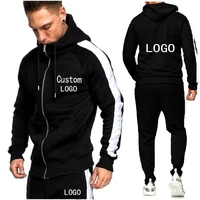 custom logo men zip hoodiesjoggers pants 2 piece tracksuit set running jogging sports wear hooded sweatsuit winter outfits