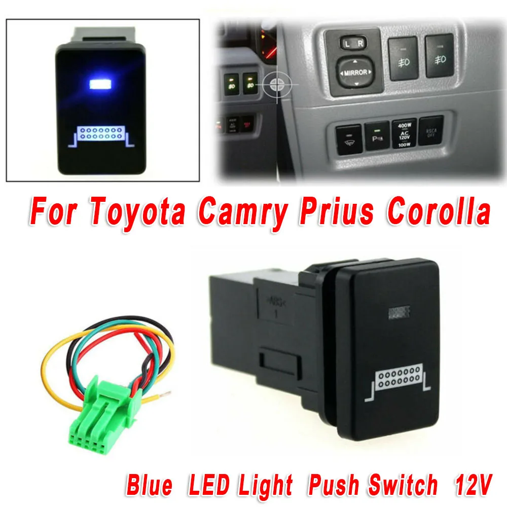 Синий светодиодный светильник кнопочный переключатель для Toyota Camry Prius Prado Vios
