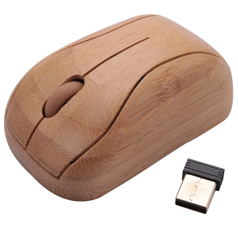 

Беспроводная оптическая бамбуковая мышь, 2,4 ГГц, Регулируемая DPI компьютерная мышь с USB-приемником для ноутбука, ПК, ноутбука, компьютера