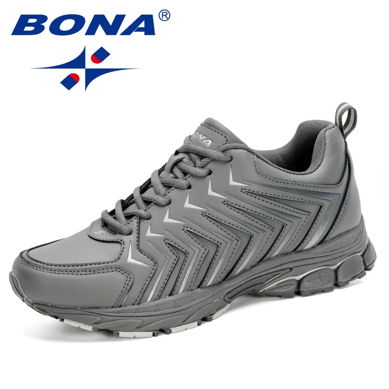 BONA 2020 Новые дизайнерские кожаные кроссовки для мужчин обувь бега и ходьбы