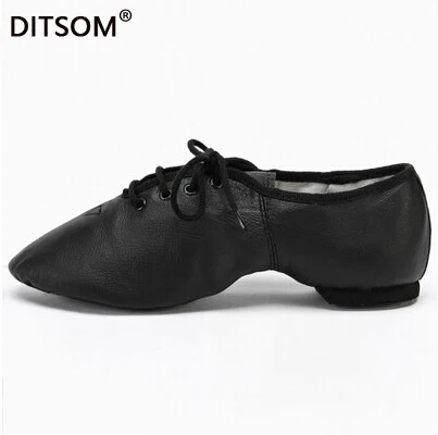 Мужские кроссовки из натуральной кожи на шнуровке для джазовых танцев мягкие