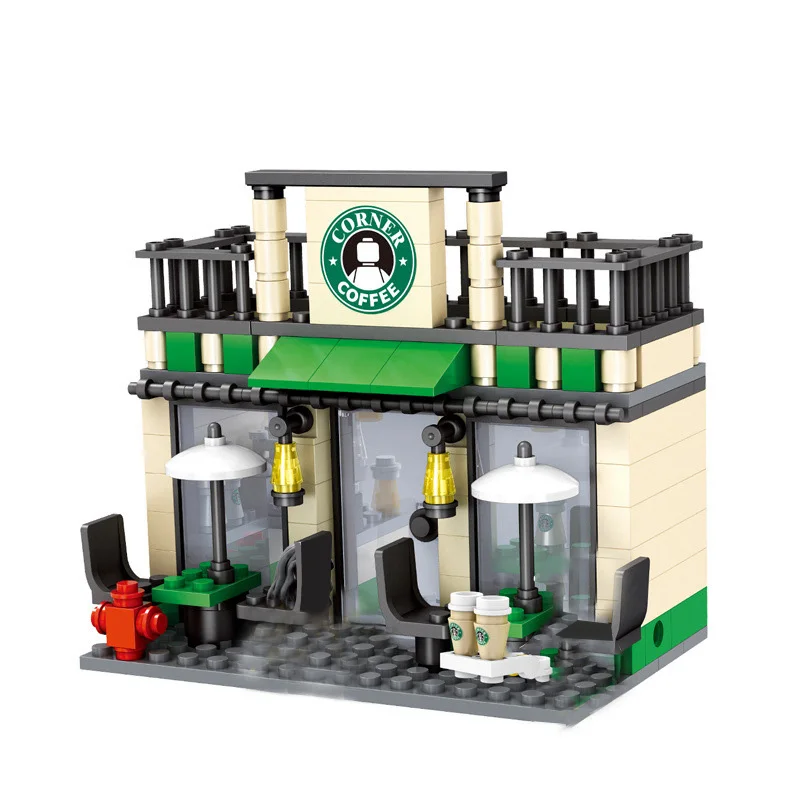 Розничный магазин совместимый с архитектурой миниатюрный город вид на улицу