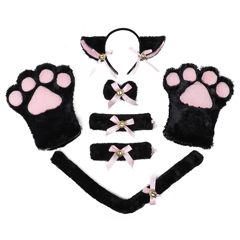 

Christmas Eve Performance Props Cute Cat Cosplay Props Cat Ears Hair Hoops Cat Claws Gloves Cat Tail Accessories Sexy Suit