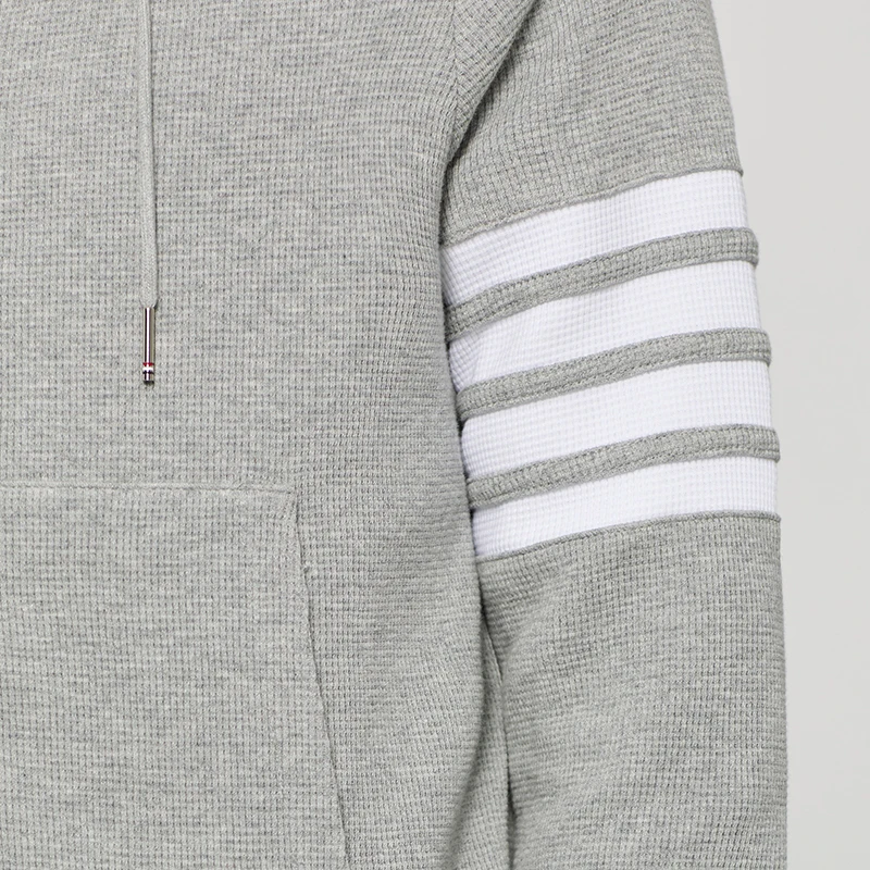 

2021 TB THOM Fashion Brand Hooded Clothing Loose Cotton Jacket Men Sweatshirts Hoodies Waffle Stripes Casual Autumn Winter Coat