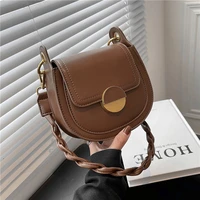 unique design twist strap small shoulder crossbody bags for women famous brand high quality retro lock saddle bag for phone 2021
