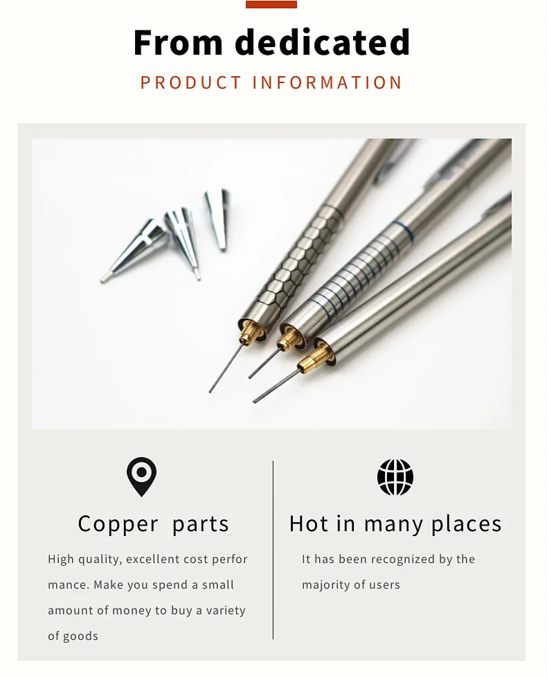 Metal mechanical pencil 0.5 0.7 0.9mm Students writing drawing 3 H51d9dcb1e63847bcb6871229a3549a856