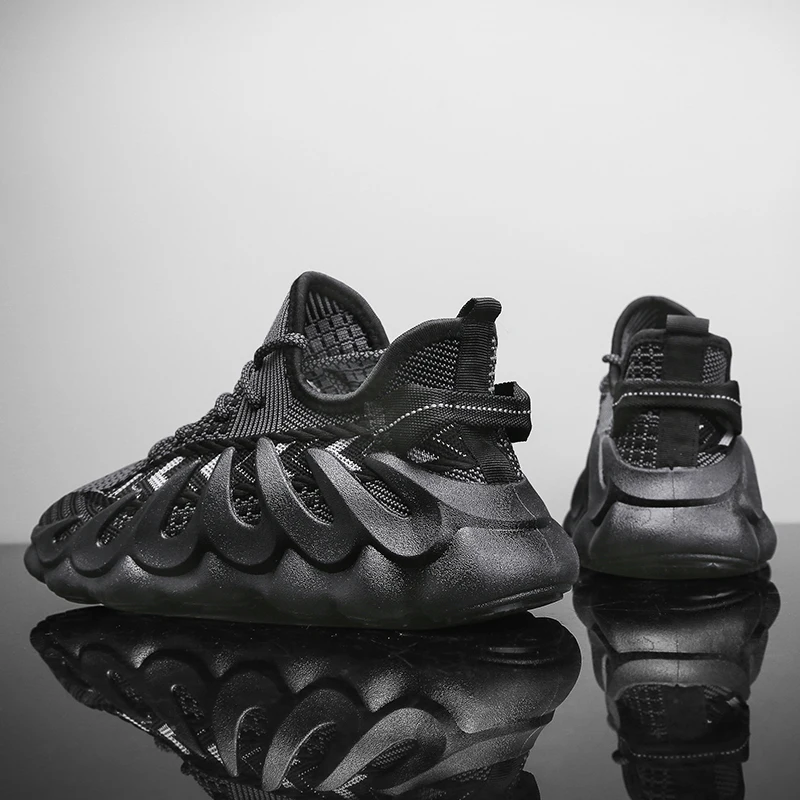 

Men Running Shoes Breathable Flying Woven Non-Slip Bottom Athletic Men Sport Jogging Comfortable Lace-Up Sneakers