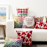 rural flower pillow cover geometric floral cushion home decorative linen pillowcase office sofa