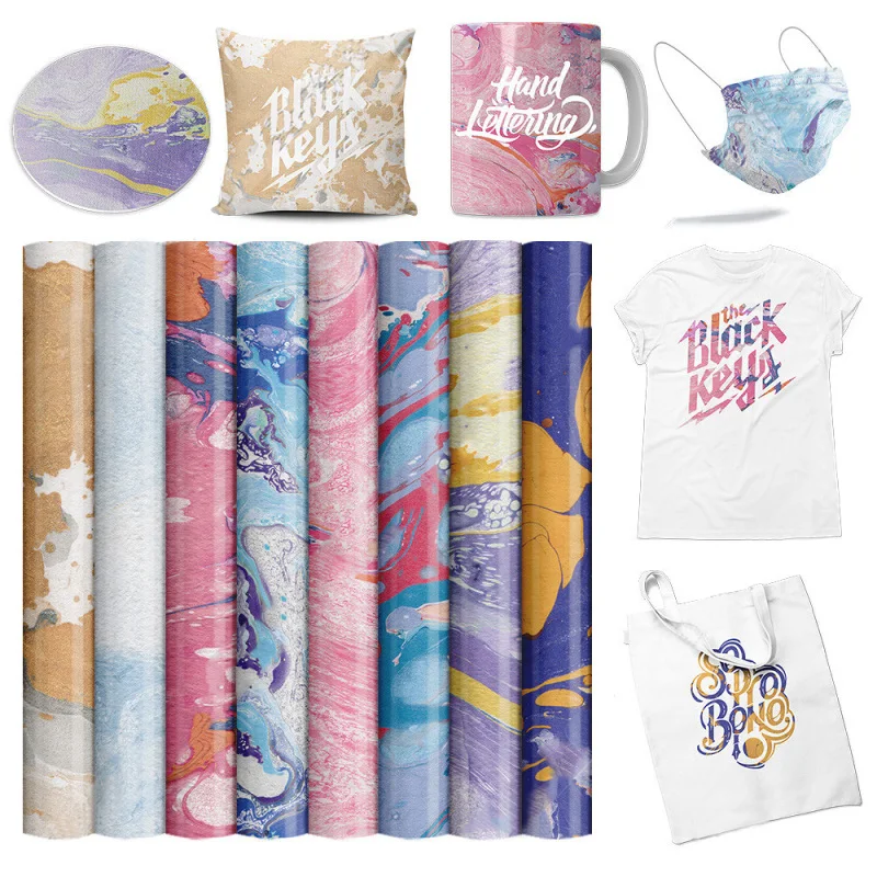 

1 лист, Термотрансферная пленка Tie-dye пленка с надписью