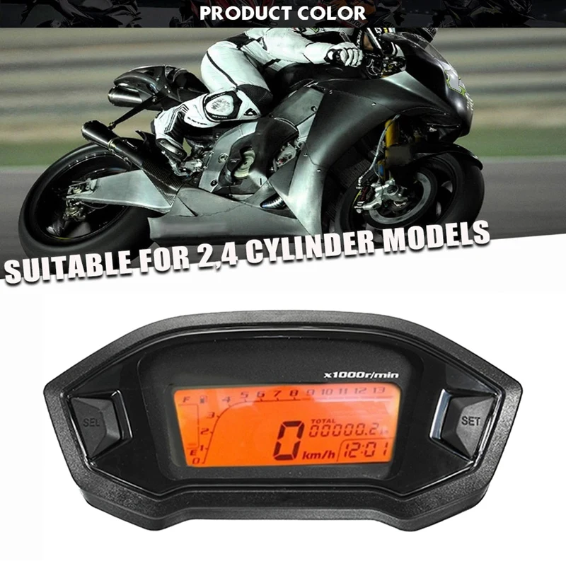 

Универсальный цифровой тахометр для мотоцикла с ЖК-дисплеем 13000 об/мин подсветка Тахометр для 2-4 цилиндров измеритель отечность