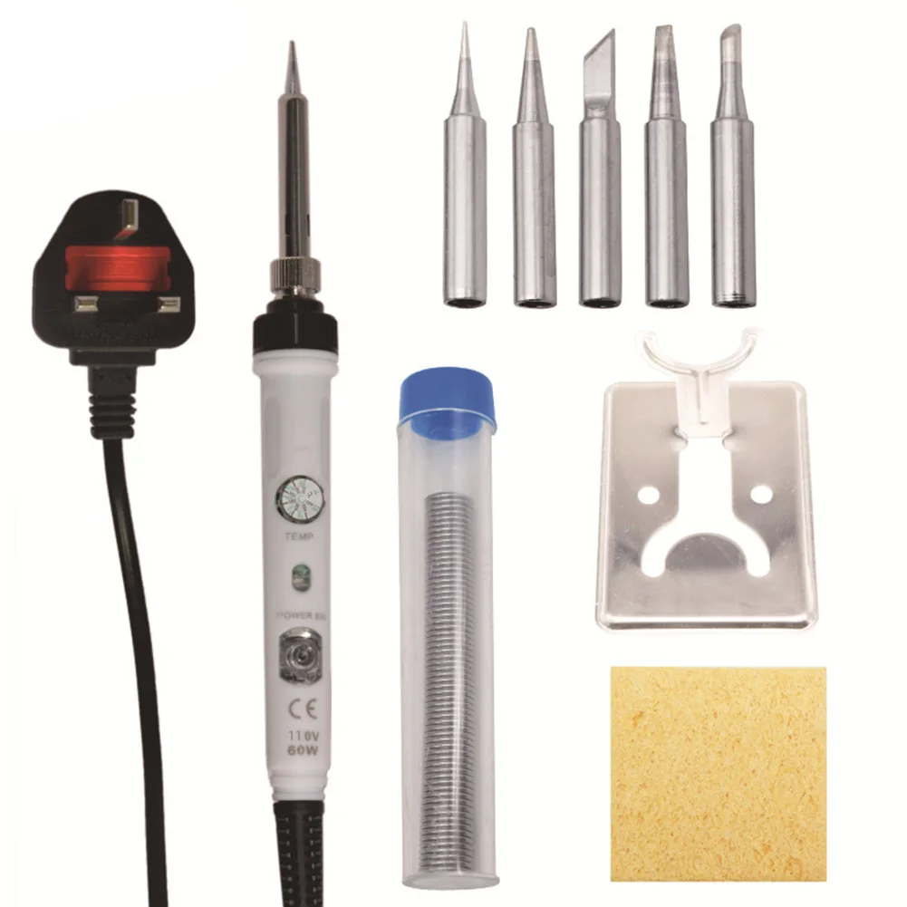 

Tin Wire Adjustable Temperature With Tips Soldering Iron Kit Welding Tools Handheld Electric Work Sponge Ergonomic LCD Display