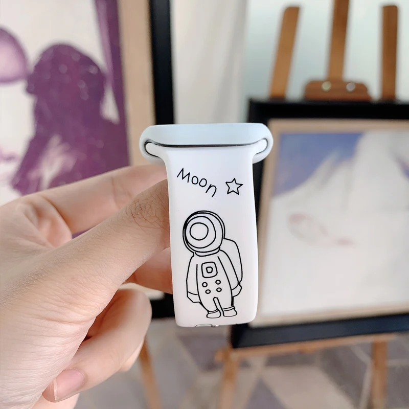 

Printing silicone Strap For apple watch 6 band 44mm 38mm 42mm watchband accessories bracelet for Apple watch Series 3 4 5 6 40mm