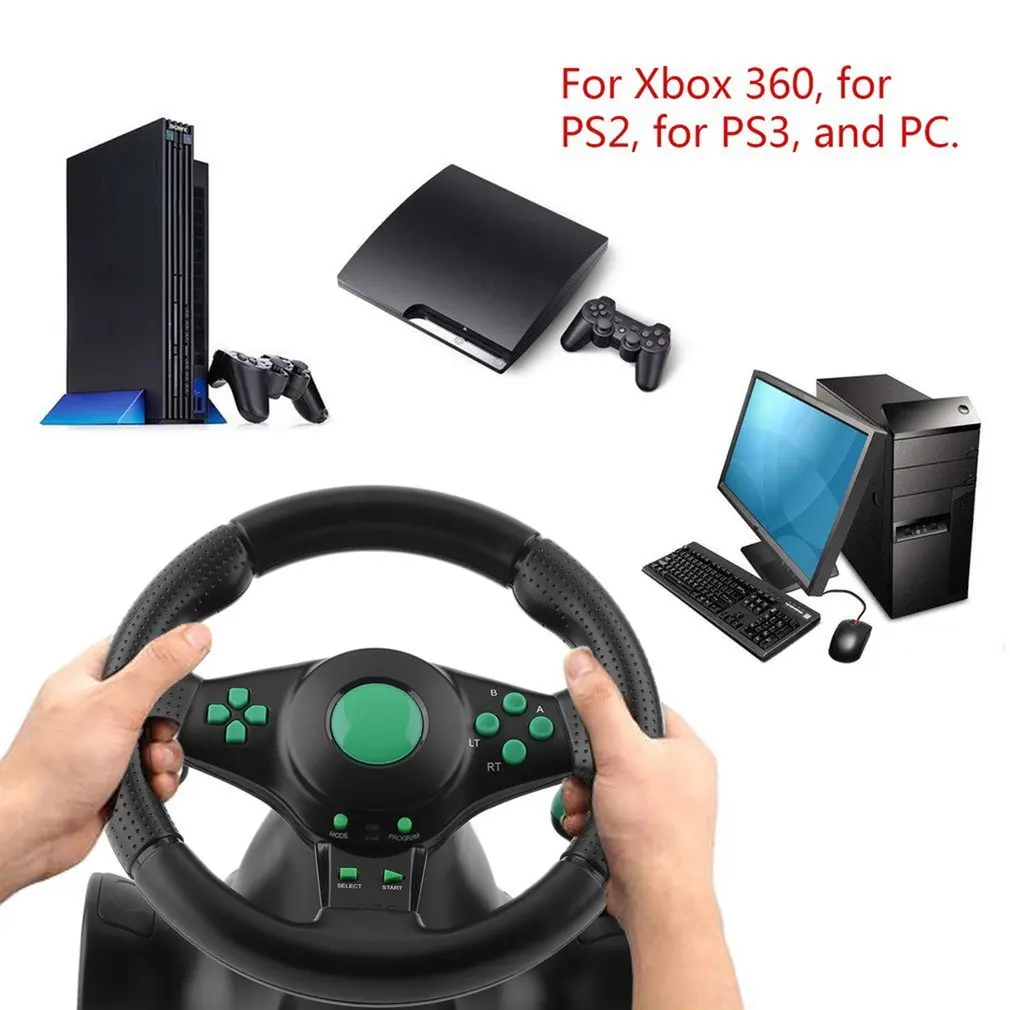 180 градусов вращения игровой вибрации гоночный руль с педалями для XBOX 360 PS2 PS3 PC USB
