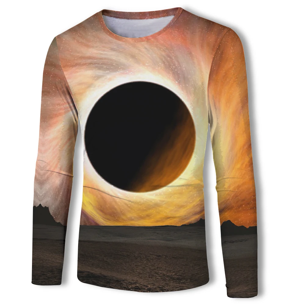 Черная Мужская футболка с длинным рукавом и 3d принтом Повседневная модная
