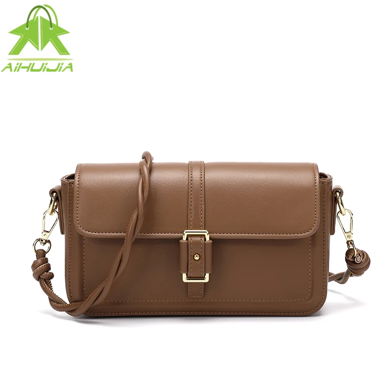 

Роскошная женская сумка из искусственной кожи, Высококачественная однотонная сумка на плечо, новинка 2021, модные брендовые дизайнерские мал...