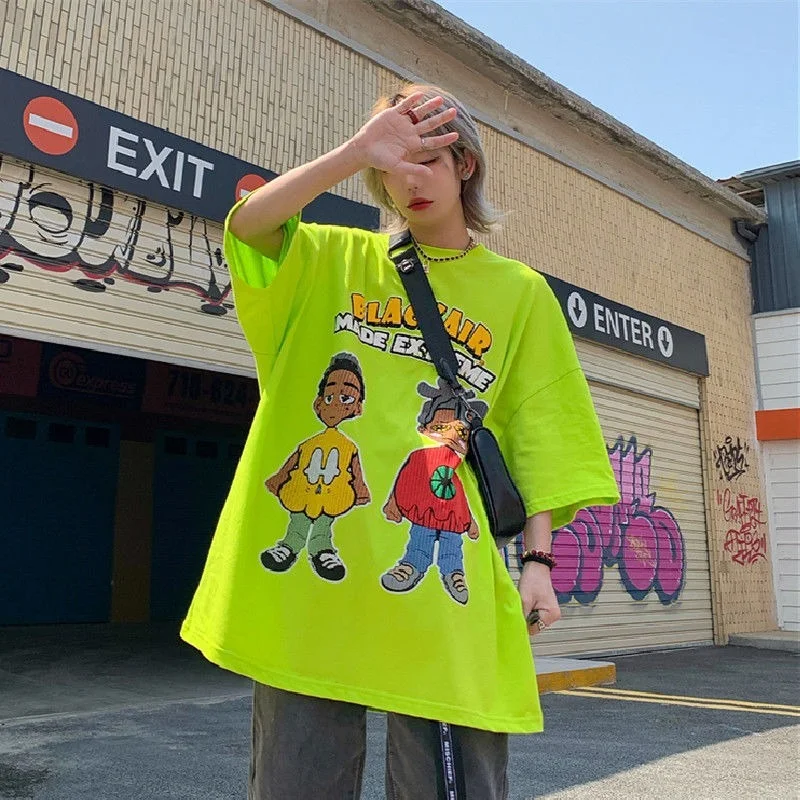 

Hip Hop Pattern T Shirts Foam Short Sleeved T Shirt 2021 New Cotton Ins Tide Brand Loose Street Casual Couple Top Pattern Tshirt