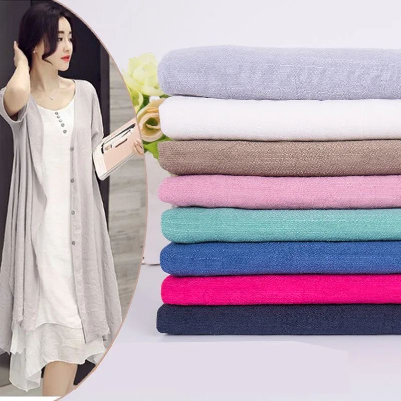 150 см x 50 Тонкая однотонная ткань для мытья песком из хлопка и льна Мягкая diy Платье