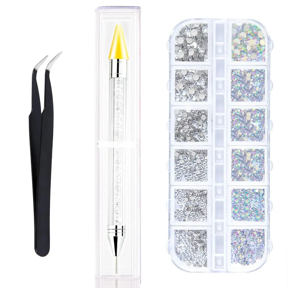 

Decorative Stones For Nail Decoration With Clear Crystal Rhinestones And Pick-up Clip And Dotting Pencil