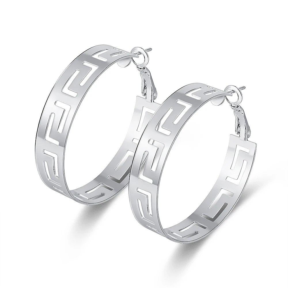 Классические серьги для женщин модные большие круглые винтажные серебряные