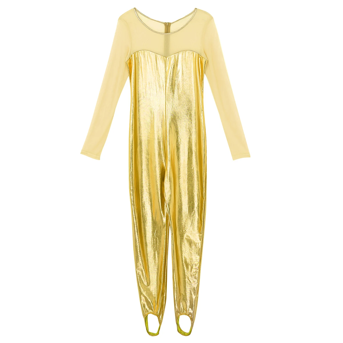 Женское балетное гимнастическое трико цельнокроеное блестящее металлическое с