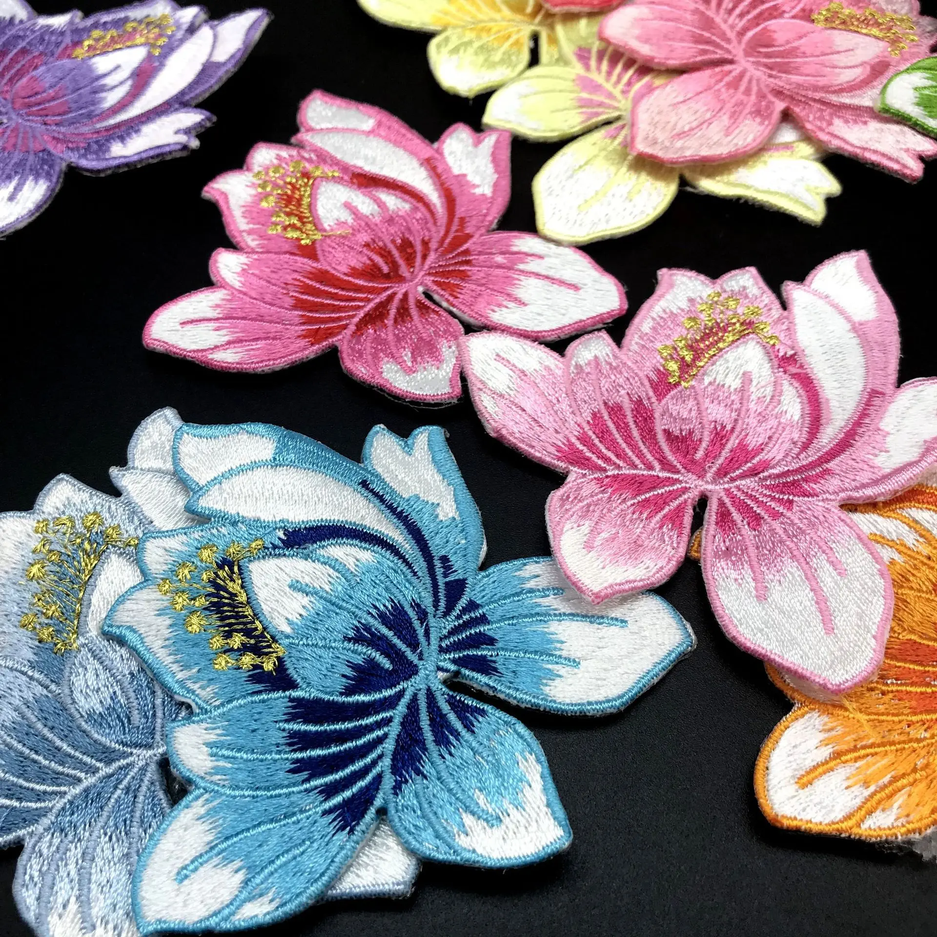 Цветок лотоса Аппликация для одежды с вышивкой наклейка ткань материал Cheongsam