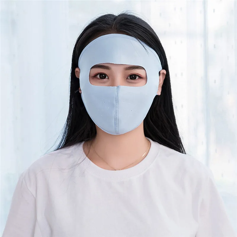 Light blue Лицевой щит мотоциклетная маска для защиты лица шелк льда можно очищать УФ-защитой весной и летом тонкий солнцезащитный экран для лица - Цвет: Light blue