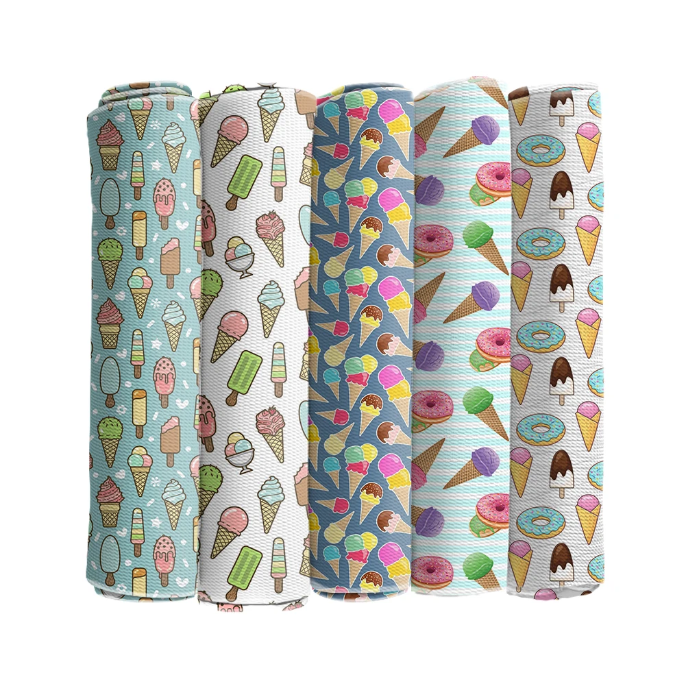 Хлопчатобумажная ткань с рисунком мороженого для самостоятельной сборки