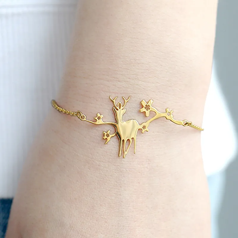 Модный милый Рождественский подарок пятнистого браслет Олень Для женщин девочки