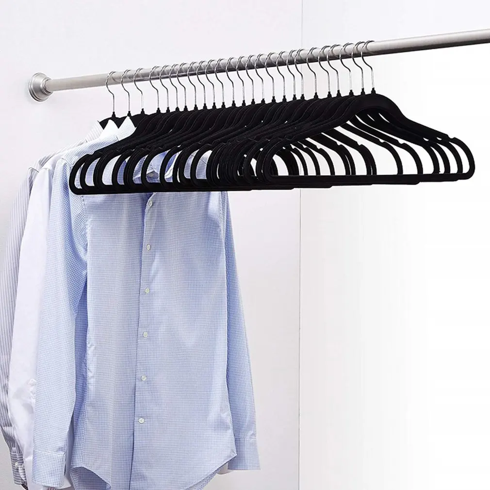 

10PCS Gray 45CM Flocking Hanger Plastic Non-slip Hanger Velvet Hanger Clothing Store Hangers for Clothes