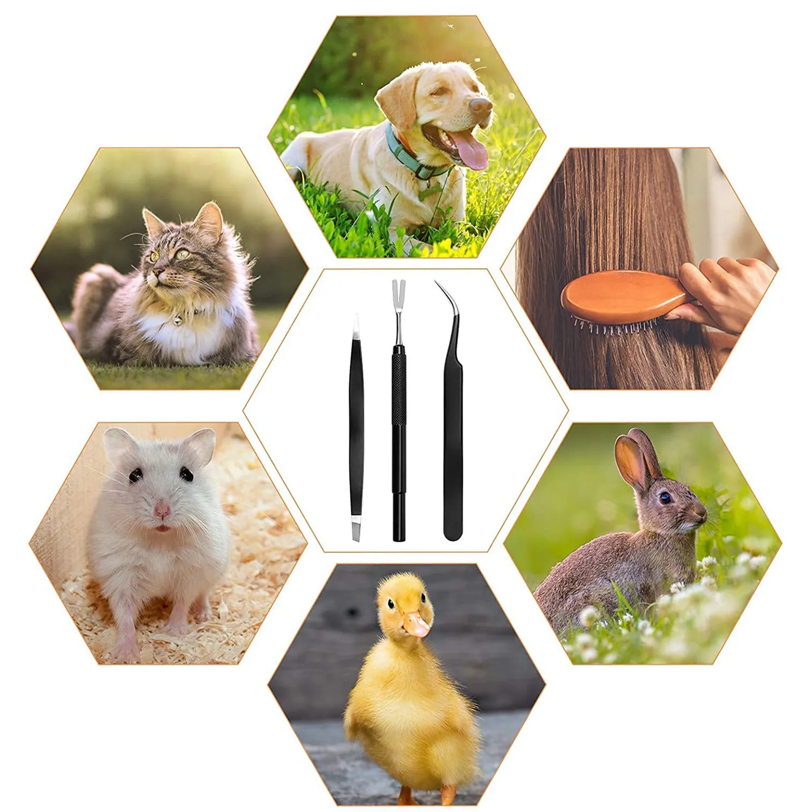 

New Pet Flea Treatment Tick Removal Tool Set 3 in 1 Stainless Steel Fork Tweezers Clip for Dog Cat Supplies in stock