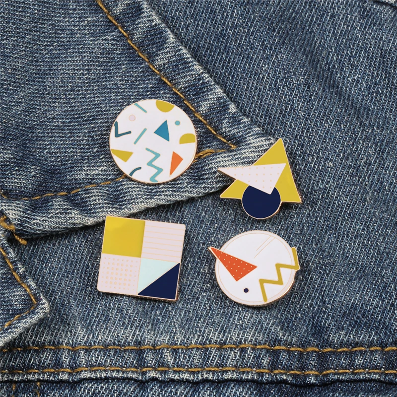 Эмалированные булавки с геометрическим рисунком мультяшная Милая уникальная