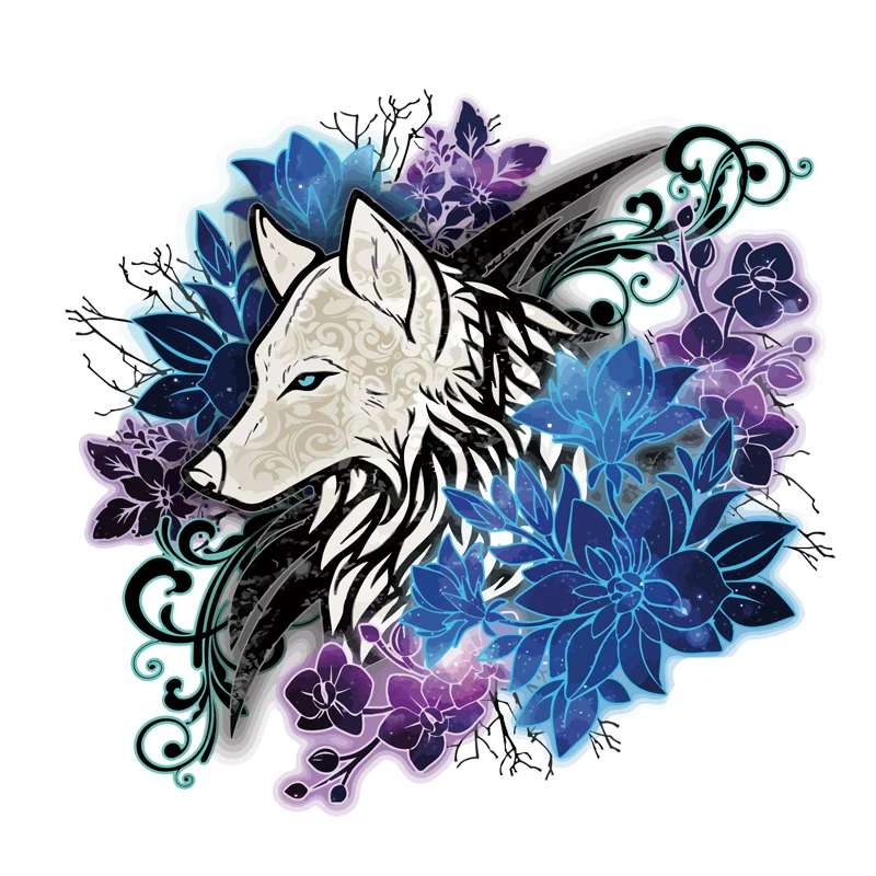 

Car Sticker Motorcycle Sticker Flower and Wolf Head Decal PVC Waterproof Sunscreen Decal 15CM* 14.6cm