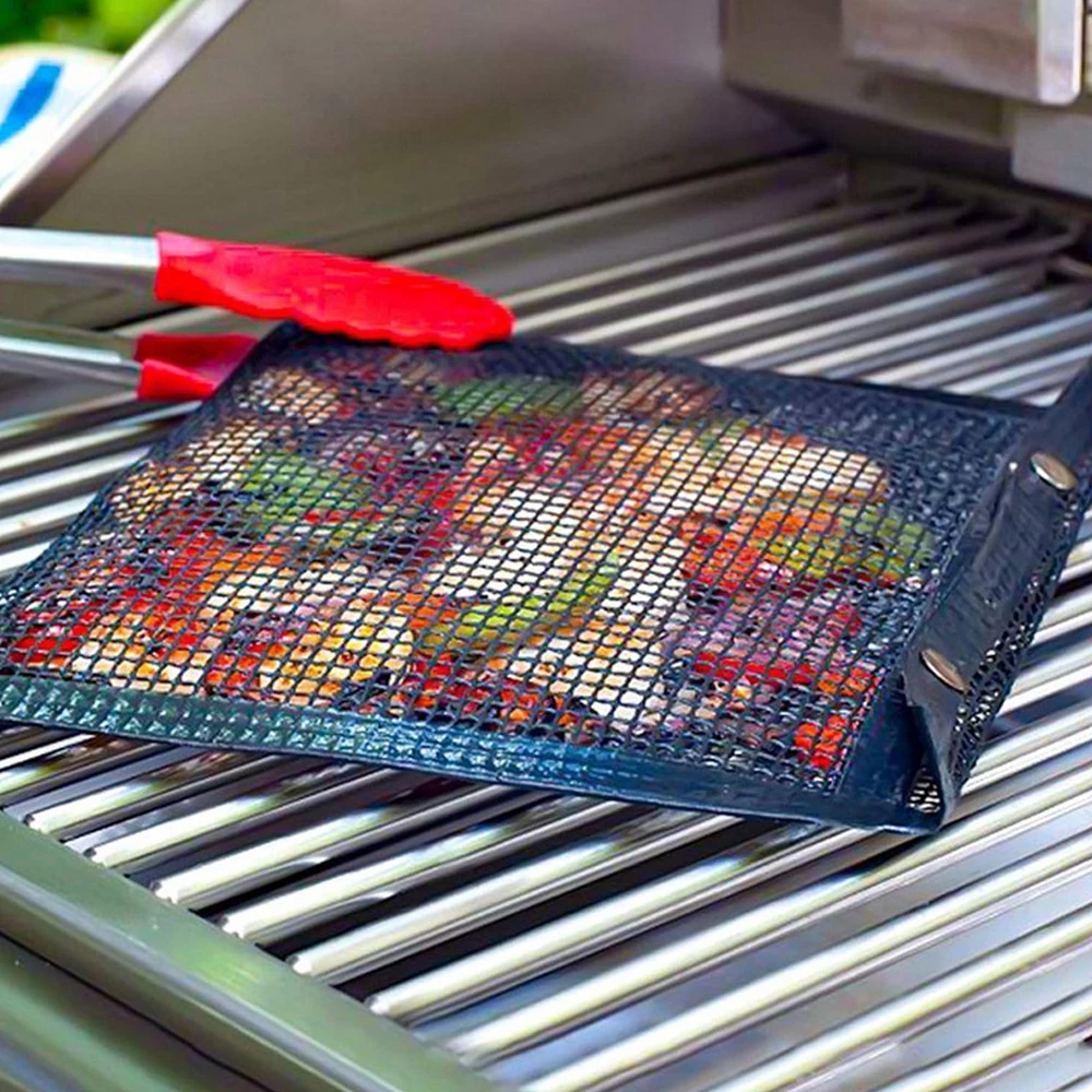 

4 Pcs Non-stick Barbecue Grilling Mats High Security Grid Shape BBQ Mat with Heat Resistance Activitie Outdoor Picnic Tool