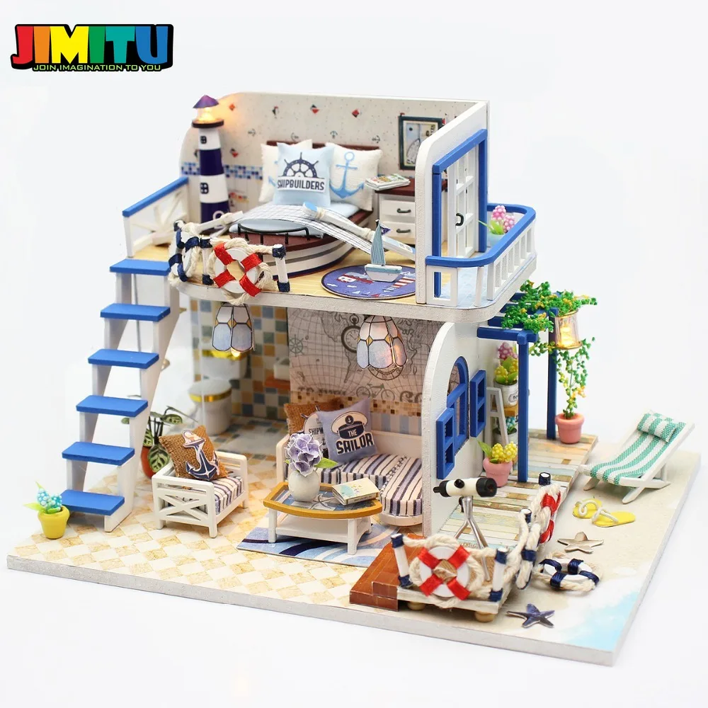 JIMITU Кукольный дом детская деревянная игрушка сделай сам светодиодная лампа