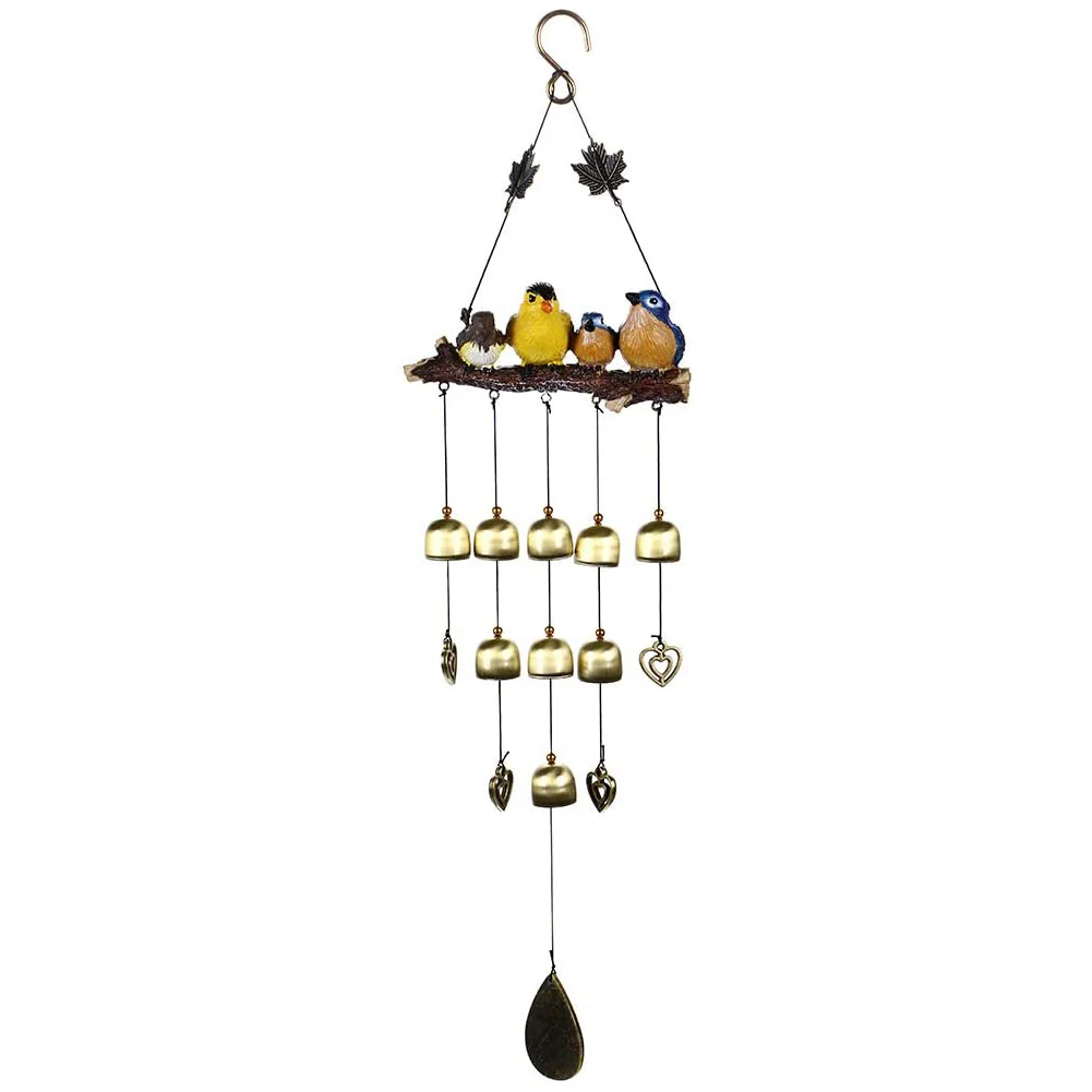 

Hanging Bell Wind Chime With Artificial Birds Ornament Decoration For Outdoor Indoor Garden Yard Home Bedroom Window Hanging Toy