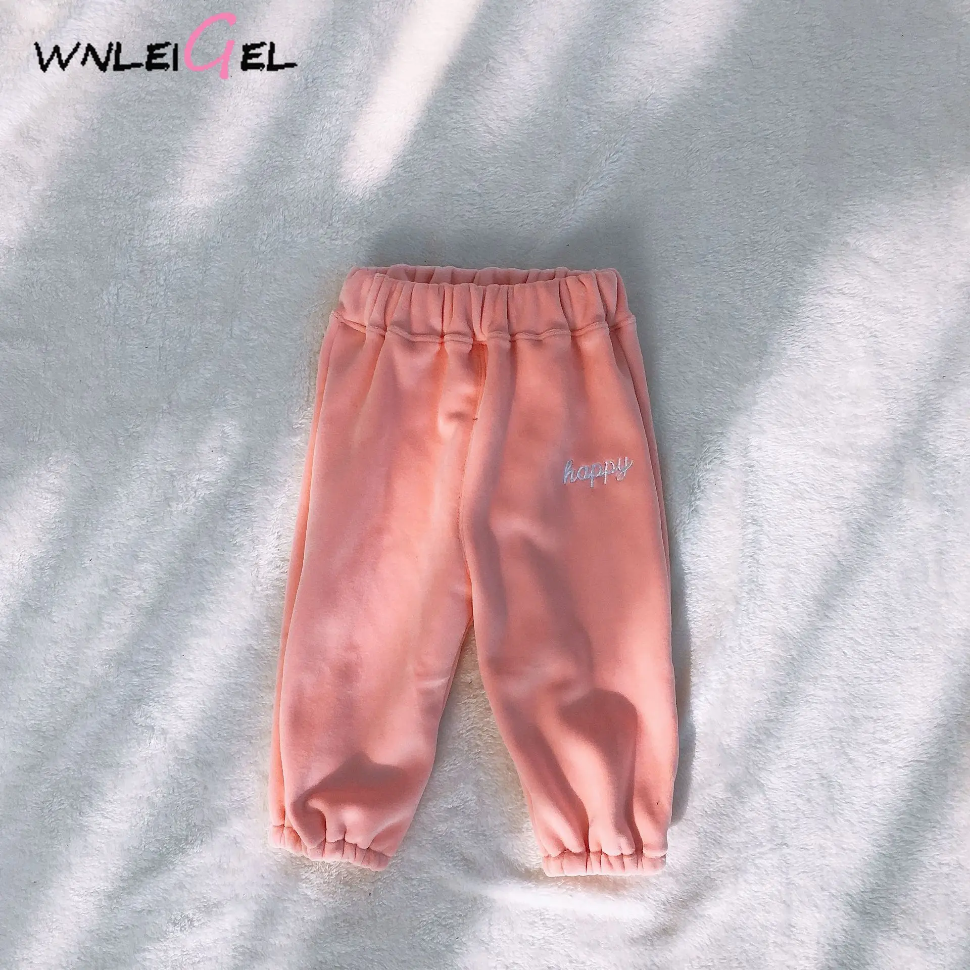 

WLG/зимние детские модные Универсальные Длинные однотонные повседневные штаны с эластичной резинкой на талии и буквенным принтом; Детская т...