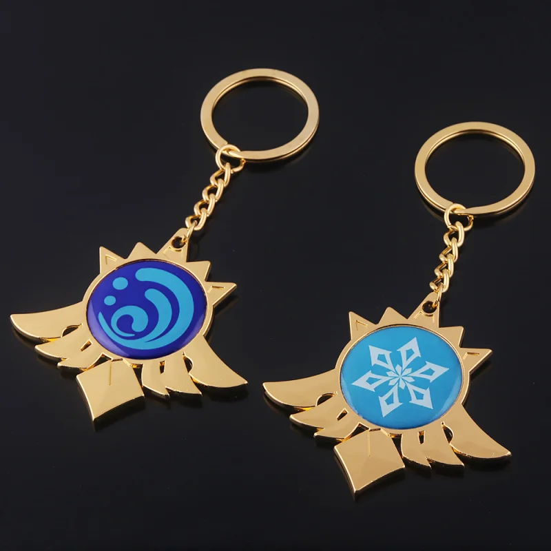 

Anime Genshin Impact Keychains Cosplay Game Keqing Metal Pendant Collection Badges Model Decor Toy Kids Gifts