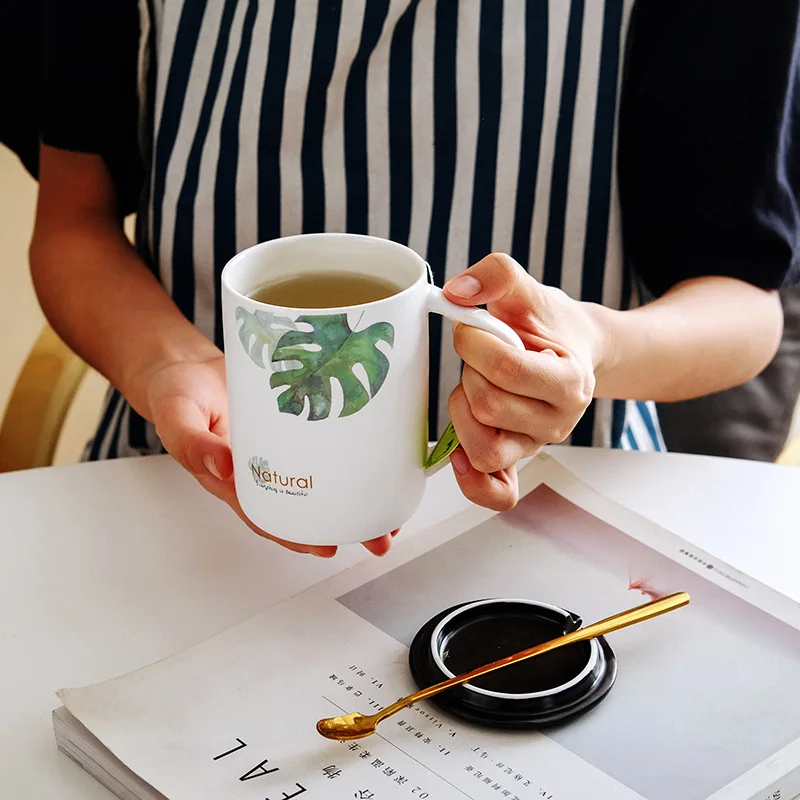 400 мл креативная керамическая кофейная кружка с крышкой и ложкой кофейные чашки