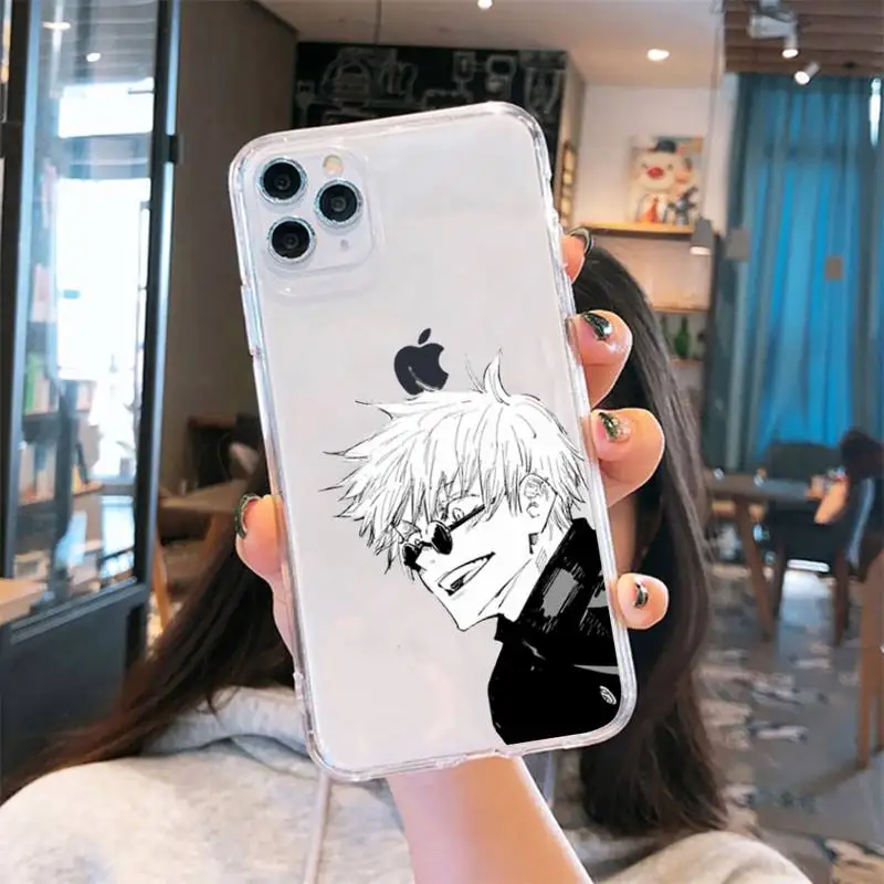 

Jujutsu Kaisen Phone Case Transparent for iPhone 6 7 8 11 12 s mini pro X XS XR MAX Plus cover funda shell