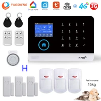 wireless wifi 4g home security alarm system for tuya smartlife app with pet motion sensor smoke detector supports alexa google