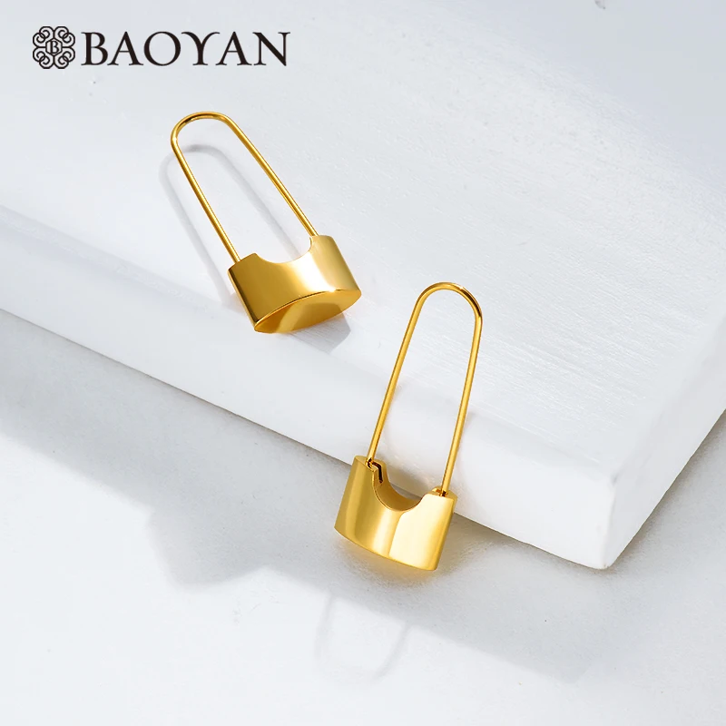 Минималистичные золотые серьги гвоздики BAOYAN оптовая продажа модные клипсы с