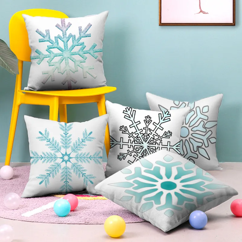 

Nanacoba Christmas Pillow Case Christmas Snowflake Pattern Decorative Throw Pillow for Living Room Sofa Chair White Pillow Cover