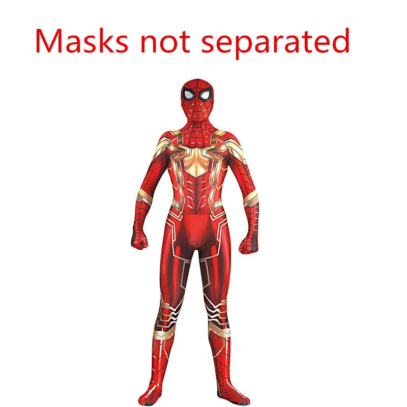 Masks not separated Маска Железного Человека-паука, Маскарадная маска для лица, костюм супергероя, маска, боди, костюм, комбинезон на Хэллоуин, вечерние, для мальчиков, Человек-паук - Цвет: Masks not separated