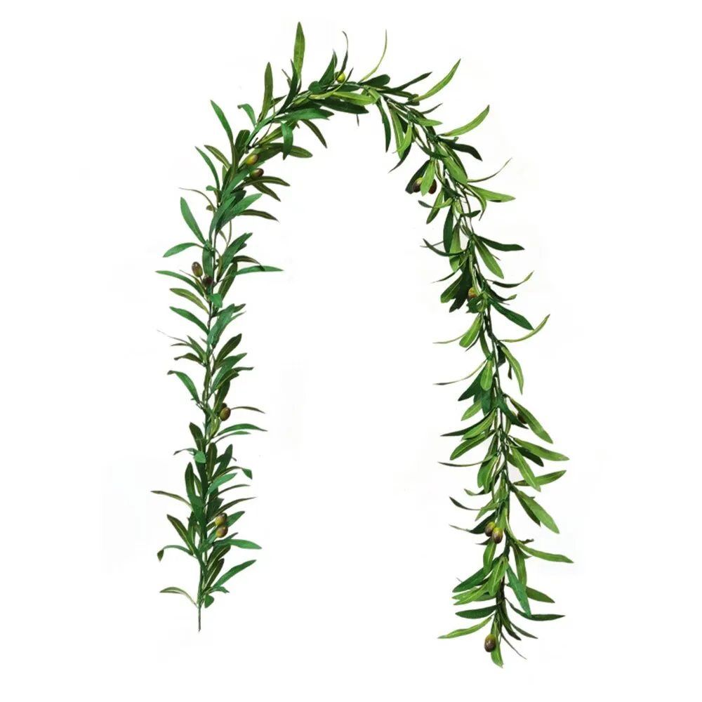 

1pcs Home Simulation Plant Hanging Olive Leaf Garland Artificial Vine Garland Decorations Wedding Arch Arrangement Wall Decor
