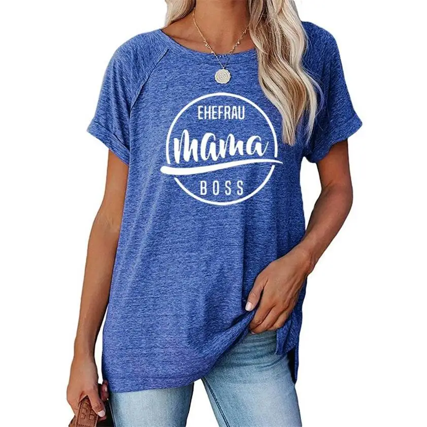 

French Mother's Day Ehefrau Mama Boss Letters Women Tshirt Cotton Casual Funny T Shirt For Lady Girl Top Tee Hipster Drop Ship