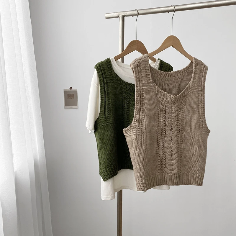 GOPLUS вязаная жилетка Женские топы с геометрическим принтом вязаные жилеты без