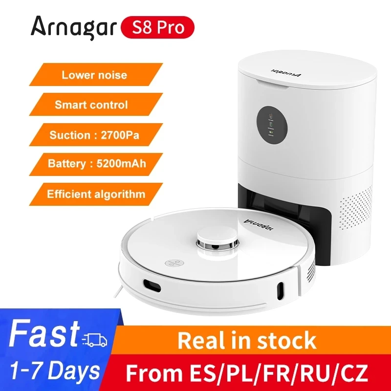 Promo code: RADUET1500-1 500 ₽ Робот-пылесос Arnagar S8 Pro швабра для дома LDS Smart Dust Collection 2700PA